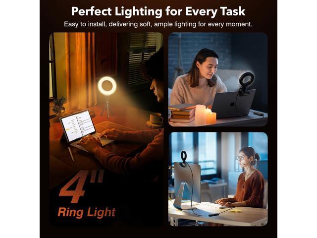 Ring Light for Laptop/Computer,Zoom Call, 4'' Small Video Conference Lighting with Webcam Style Mount and Tripod,3 Light Modes & 10 Brightness...