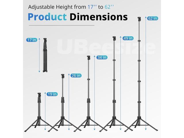 UBeesize 62' Phone Tripod & Selfie Stick, Camera Tripods Stand with Wireless Remote and Phone Holder,Compatible with iPhone Android Phone, Perfect...