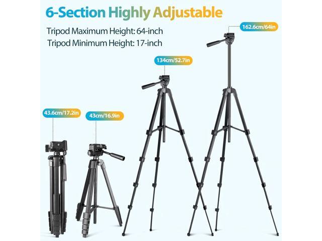 Aureday Phone Tripod Stand, 64 Extendable Cell Phone & Camera Tripod with Wireless Remote and Phone Holder, Aluminum iPad Tripod for Video...