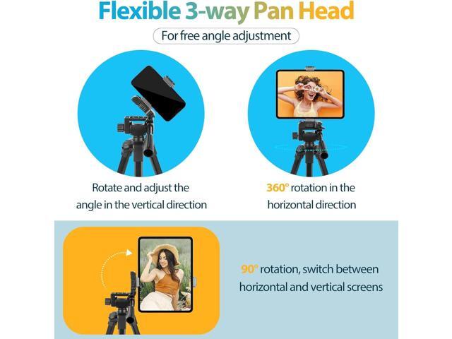 Aureday Phone Tripod Stand, 64 Extendable Cell Phone & Camera Tripod with Wireless Remote and Phone Holder, Aluminum iPad Tripod for Video...
