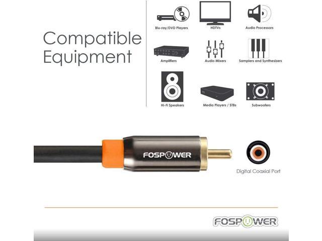 FosPower Digital Audio Coaxial Cable [24K Gold Plated Connectors] Premium S/PDIF RCA Male to RCA Male for Home Theater, HDTV, Subwoofer, Hi-Fi...