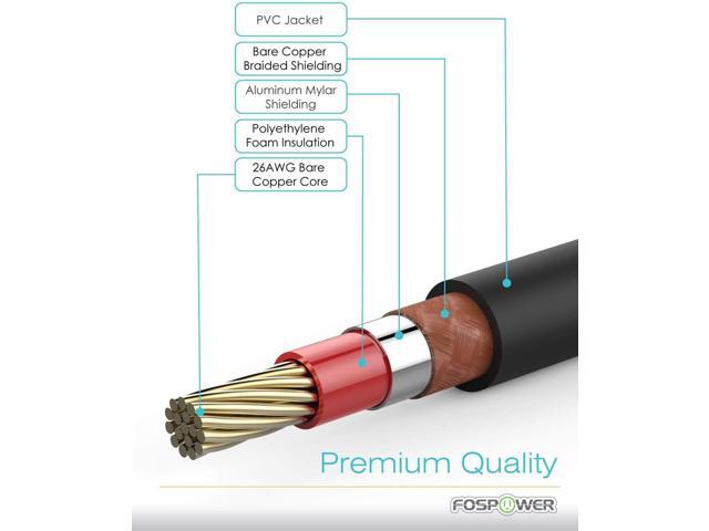 FosPower Digital Audio Coaxial Cable [24K Gold Plated Connectors] Premium S/PDIF RCA Male to RCA Male for Home Theater, HDTV, Subwoofer, Hi-Fi...