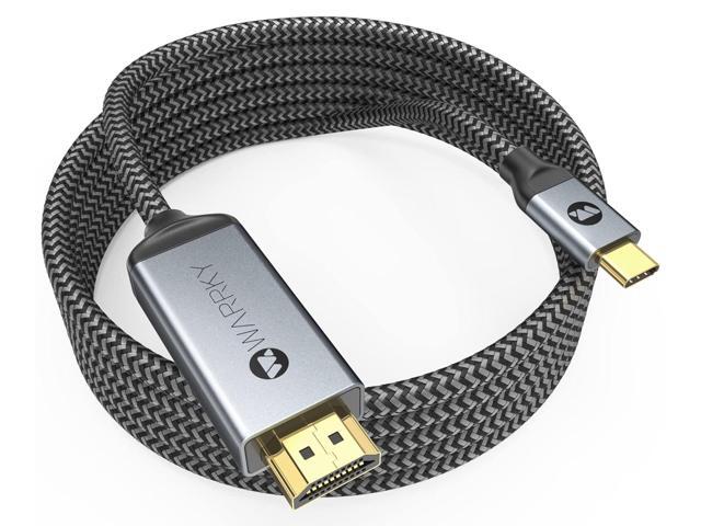 Warrky USB C to HDMI Cable 4K, 15ft [Braided, High Speed] Thunderbolt 3 to HDMI Adapter Compatible for New iPad, MacBook Pro/Air, iMac, Galaxy S20...