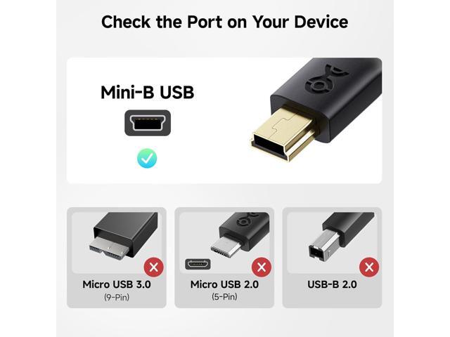 Cable Matters Mini USB to USB C Cable - 3.3ft, 480Mbps Data, 15W Charging, USBC to MiniUSB Cable for Game Controller, Camera, GPS, Dash Cam, Black