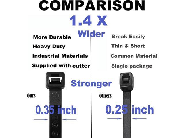 24 Inch Cable Zip Ties Heavy Duty (with Wire Cable Cutters), Strong Large Black Zip Ties with 175 Pounds Tensile Strength, 50 Pack, Long Durable...