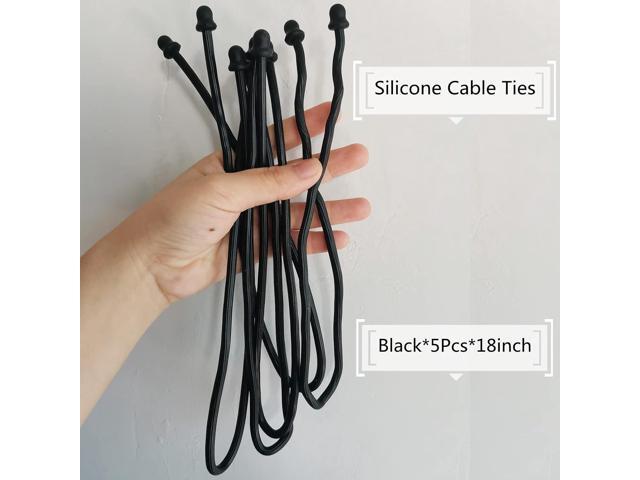 5Pcs 18in Silicone Cable Tie, Cord Organizer for Bundling Earphone, Computer Cords, Reusable Straps for Home, Office, Kitchen, Dia 5mm