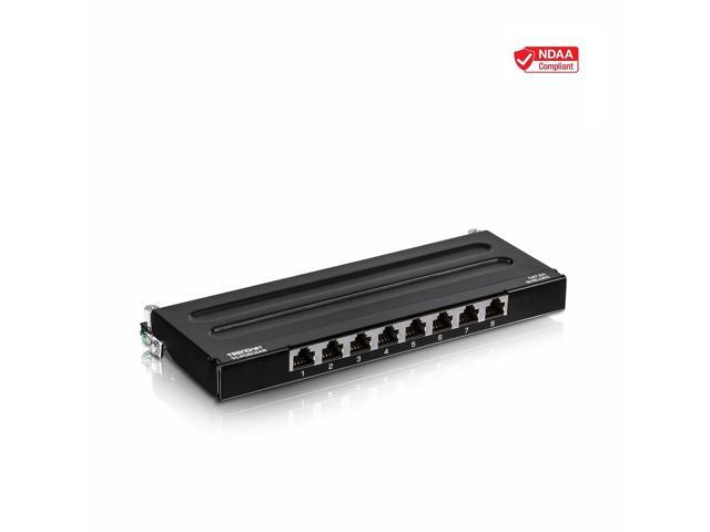TRENDnet 8-Port Cat6A Shielded Patch Panel, Wall Mount Ready, 10G Ready, Cat5e,Cat6,Cat6A Compatible, Metal Housing, Color-Coded Labeling for T568A...