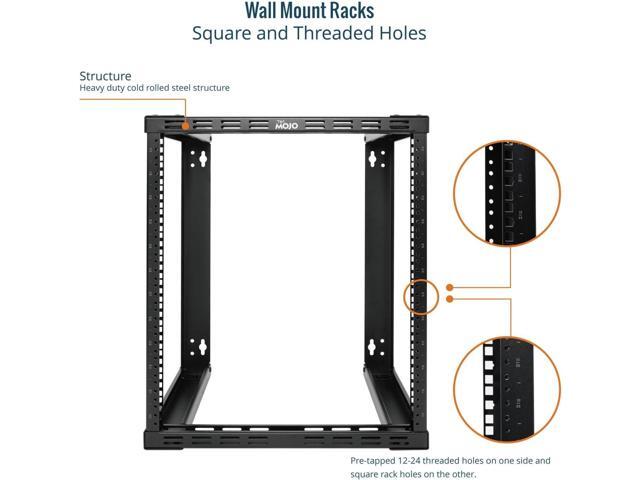 Tecmojo 12U Wall Mount Rack, Wall Mount Network Rack 15.8in Depth, Open Frame Server Rack for 19in IT/AV/Data/Home Equipment, Black