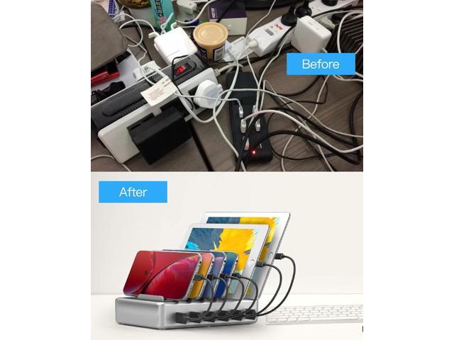 Charging Station for Multiple Devices - 6 Port Fast Charging Station for iPhone iPad Android and Tablet - Multi Charging Station - Phone Charging...