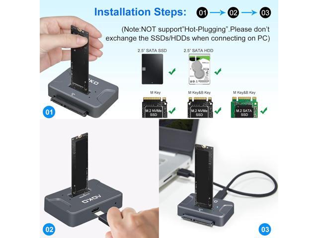 AOKO M.2 NVMe SSD Reader Adapter, External Hard Drive Reader 10Gbps M.2 SSD to USB Adapter /NVMe Docking Station,Compatible with M.2 NVMe/SATA SSD...