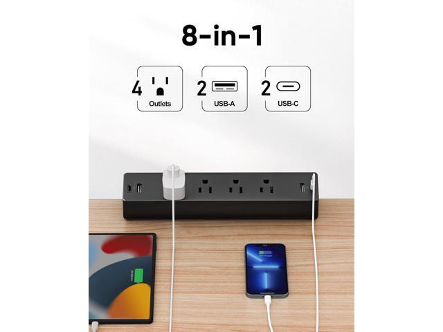 Desk Clamp Power Strip, 1875W Surge Protectors with 2 USB A, 2 USB C Ports, 4 AC Outlets, Desk Mount Charging Station, Fit 1.7 inch Tabletop Edge...