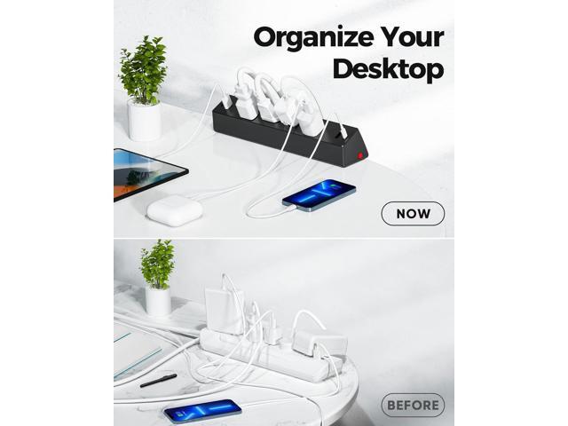 Desk Clamp Power Strip, 1875W Surge Protectors with 2 USB A, 2 USB C Ports, 4 AC Outlets, Desk Mount Charging Station, Fit 1.7 inch Tabletop Edge...