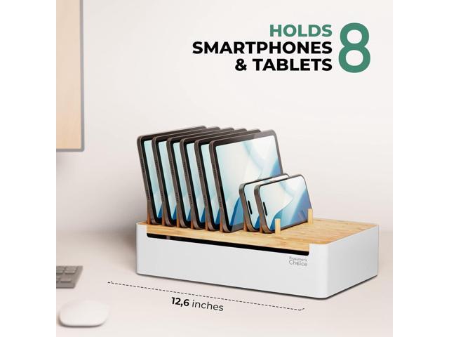 Prosumers Choice Bamboo Charging Station for Multiple Devices - Wooden Charger Organizer with Removable Dividers for Phones, Tablets, and Laptops -...