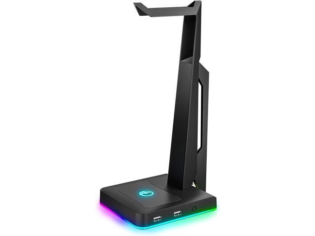 RGB Gaming Headset Stand with 2 USB Ports, Game Headphone Mount for PC, Xbox One, PS4, Switch, Earphone Holder Hanger, Great for Gaming Stations,...
