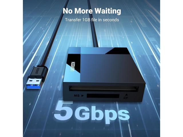 UGREEN SD Card Reader USB 3.0 Card Hub Adapter 5Gbps Read 4 Cards Simultaneously CF, CFI, TF, SDXC, SDHC, SD, MMC, Micro SDXC, Micro SD, Micro...
