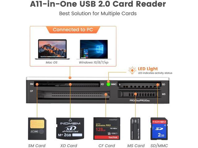 SmartMedia Card Reader Writer All-in-1 USB Universal Multi Card Adapter Slim Hub Read Smart Media, xD, SD, SDHC, SDXC, UHS-I, MMC, MS Pro Duo, CF,...