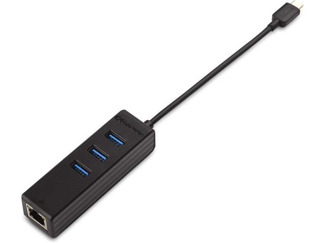 Cable Matters 4-in-1 USB C Hub Ethernet, Support Gigabit Network, USB C Ethernet Hub, Thunderbolt LAN Adapter with 10/100/1000Mbps Network, Black