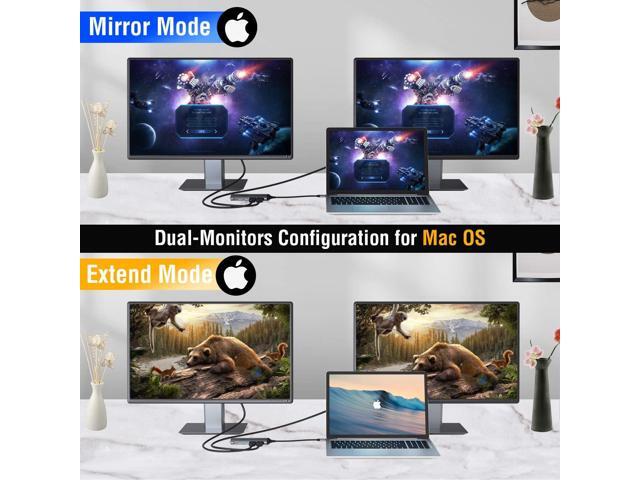 USB C Docking Station Dual HDMI Monitor, 7-in-1 USB C Hub with 2 HDMI,100W PD, USB 3.0, SD/TF Card Reader Ports, Laptop Docking Station for Dell,...