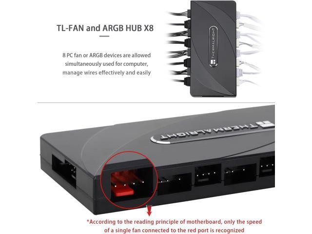 Thermalright ARGB Fan HUB Controller Support 8 Groups of Fans, 8-Port 4 Pin PC Fan Controller, 5V-3Pin ARGB Fan Hub, Strong Paste+Magnetic Suction...