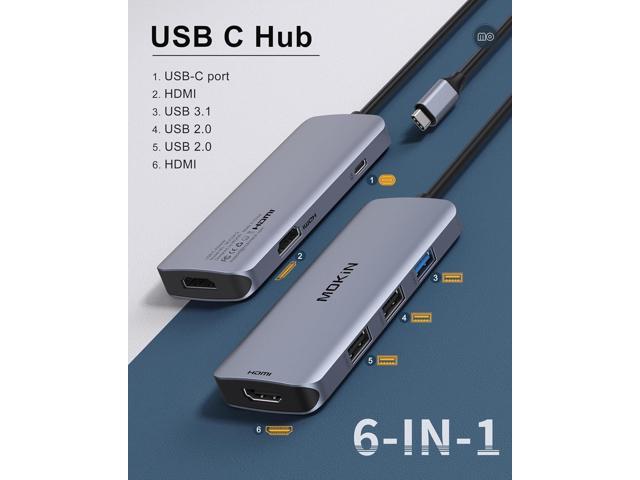 Docking Station USB C to Dual HDMI Adapter, MOKiN USB C Hub Dual HDMI Monitors for Windows,USB C Adapter with Dual HDMI,3 USB Port,PD Compatible...