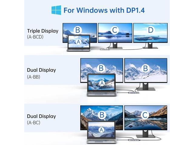 LIONWEI Laptop Docking Station 13 in 1 - Dual HDMI+DisplayPort+10Gbps, 6 USB C/A, 100W PD, Ethernet, SD/TF, Audio, USB C Hub for...