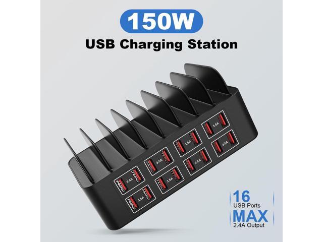 Charging Station for Multiple Devices,Cinlinso 150W/35A 16 Port USB Charging Station,Multi Device Fast Charger Organizer Compatible with...