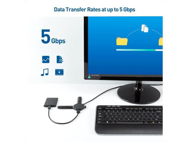 Cable Matters Ultra Mini 4 Port USB Hub with Long 4 ft Extension Cable Tail, USB 3.0 Hub with Multiple Ports for Up to 5Gbps Data Transfer Rate, Black