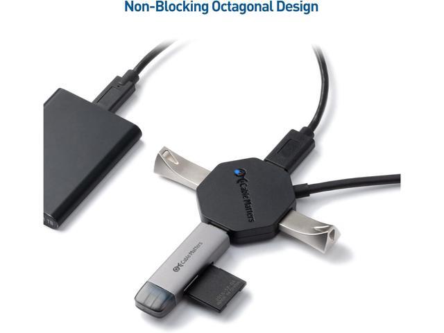 Cable Matters Ultra Mini 4 Port USB Hub with Long 4 ft Extension Cable Tail, USB 3.0 Hub with Multiple Ports for Up to 5Gbps Data Transfer Rate, Black