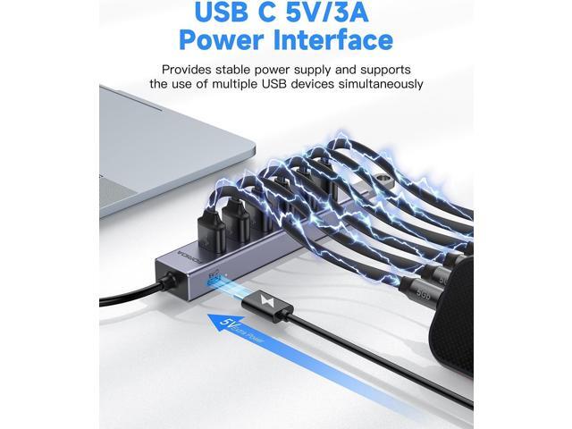FORIDA USB C to USB Hub, 8 Ports USB 3.0 Adapter with 7 USB 3.0 Data Ports,USB Splitter with USB C 5V/3A Power Port, 7.9IN/20CM Main Cable USB HUB...