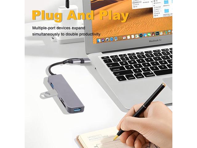Ultra Slim USB/USB C Hub, 5 in 1 USB C to USB Adapter with 3 USB A Ports Splitter and SD/TF Card Reader, USB Extender for Mouse, Keyboard, U Disk,...