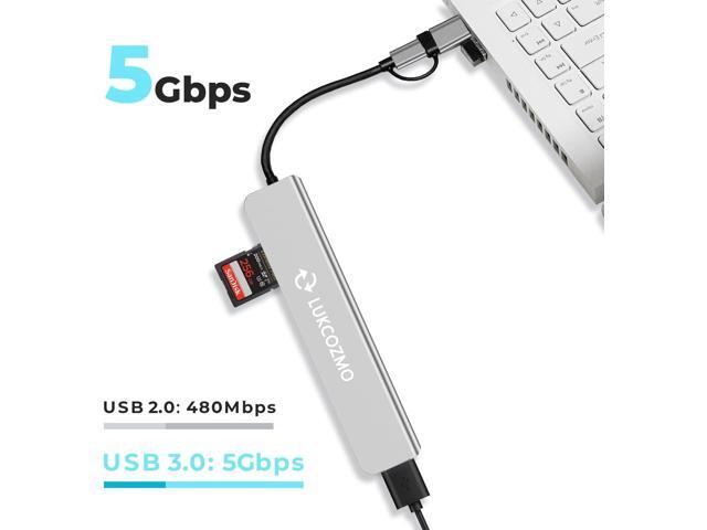 Updated USB Hub USB C Hub USB Splitter Port Extender 7 in 1 USB 3.0 Hub USB Adapter & USB C Splitter 4 USB 1 USBC TF/SD Card Reader Audio Output...