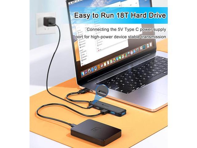 VIENON USB 3.0 Hub (5 in 1), USB C Hub, USB C to USB 3.0 Hub Adapter with USB C Power/Data Ports, USB Extender USB A & C Docking Station for Laptop...