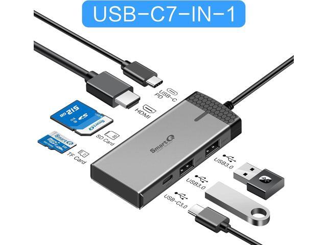 SmartQ H352 USB C Hub, 7-in-1 USB-C Hub with 4K HDMI, 100W PD, USB-C, 2 USB-A 5Gbps, microSD/SD Card Reader, for MacBook Air/Pro, XPS, Laptops,...