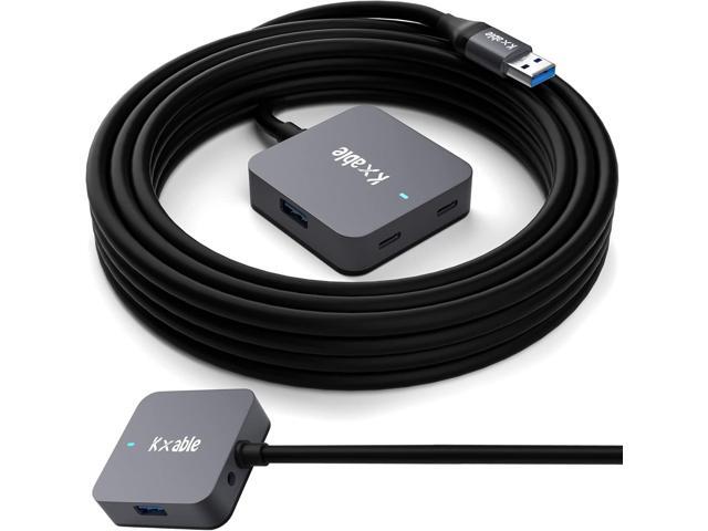 Upgrade USB Extension Cable 15FT with 4-Port (2 A + 2 C), Long USB 3.0 Type-A Extender Cord, Y Splitter Hub, Type-A Male to A-Female + C-Female...