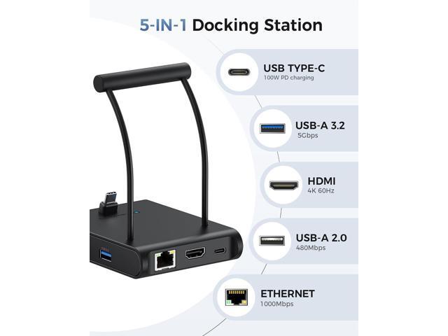 Cable Matters 5-in-1 iPhone 16/15 USB C Hub HDMI 4K@60Hz, iPad Docking Station with Gigabit Ethernet, USB-A 3.2 Port, 100W PD, USB C Hub Stand for...