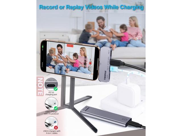 USB C iPhone Hub for ProRes Video Recording - Ultra-Slim Aluminum USB 3.2, Dual USB-C, Micro SD, and Charging Port Hub for iPhone 16/15 Pro/Pro Max