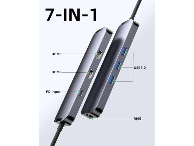 USB C Hub Docking Station Dual Monitor, USB C to 2 HDMI 4K 60Hz with Ethernet, 100W Charing and USB3.0, USB-C Hub Compatible for HP MacBook Pro...