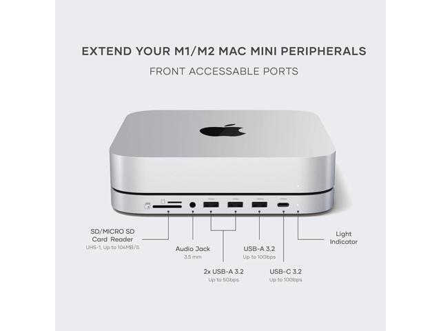 Satechi Mac Mini Hub & Stand with SSD Enclosure for NVME & SATA, Mac Mini Dock with USB C 10Gbps, 3X USB A 5/10Gbps, 2.0 Audio Jack, for Mac Mini...