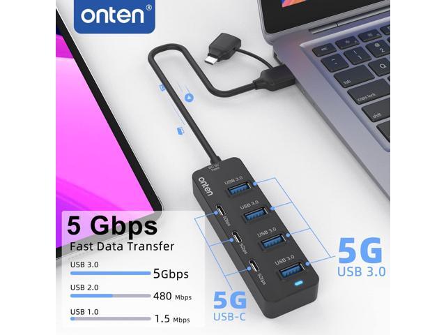 USB C Hub,7 Ports USB3.0 to USB-C HUB with a USB C to USB 3.0 Adapter. 3.2ft Cable 4*USB3.0 Ports,3*USB C Ports forThunderbolt 3/4 MacBook Surface...