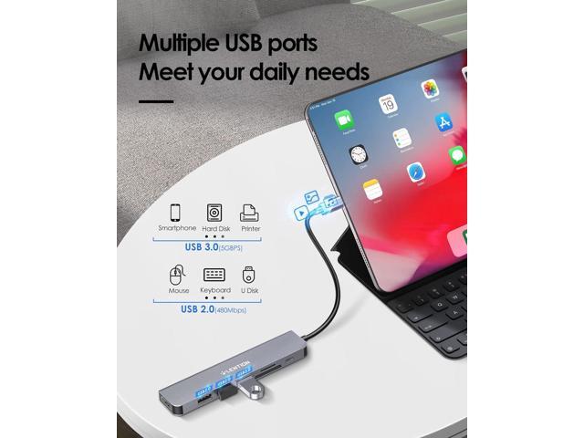 LENTION USB C Hub with 100W Charging, 4K HDMI, Dual Card Reader, USB 3.0 & 2.0 Compatible MacBook Pro, New Mac Air/Surface, Chromebook, More,...