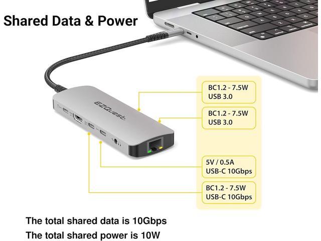 EZQuest USB C Hub Docking Station 10 in 1 with 4K HDMI 60Hz, 1 Gbs Ethernet, 2 USB C Gen 2 10Gbs Ports, 1 USB C PD 3.0 Port, 2 USB A 3.0 Ports,...