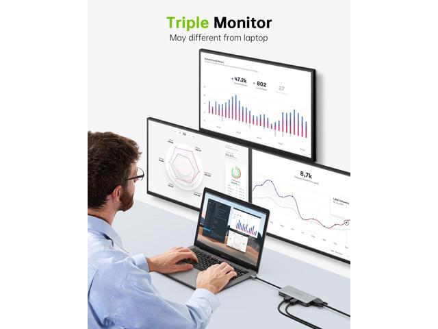 USB C Docking Station Dual Monitor, 11 in 1 USB C Hub Triple Display, USB C to Dual HDMI Adapter with Dual 4K, VGA, Ethernet, 100W PD, 4USB for...
