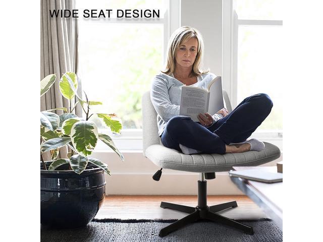 LEMBERI Criss Cross Desk Chair No Wheels, Fabric Padded Armless Wide Seat 120° Rocking Mid Back Ergonomic Computer Task Vanity Chairs for Office,...