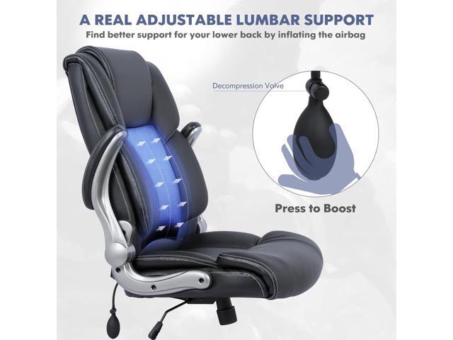 COLAMY High Back Executive Office Chair- Ergonomic Home Computer Desk Leather Chair with Padded Flip-up Arms, Adjustable Tilt Lock, Swivel Rolling...