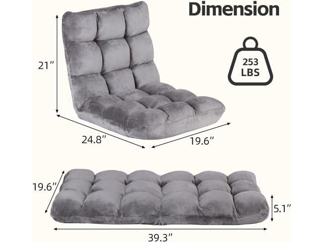 Adjustable Floor Gaming Chair Memory Foam Armless Sofa Seat with Comfy Back Support, Grey