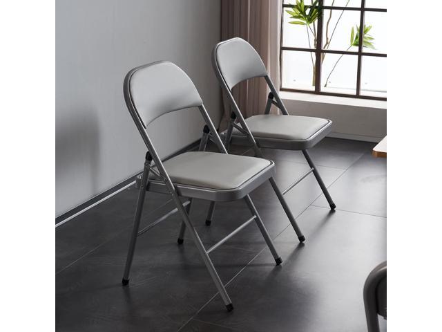 Karl home 4 Pack Grey Folding Chairs with Padded Seats for Outdoor & Indoor, Portable Stackable Commercial Seat with Steel Frame for Events Office...