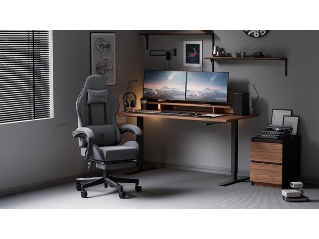 Dowinx Gaming Chair Fabric with Pocket Spring Cushion, Massage Game Chair Cloth with Headrest, Ergonomic Computer Chair with Footrest 290LBS, Black...
