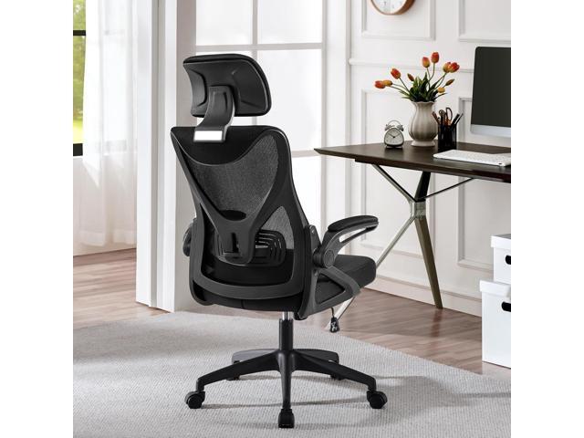 Yaheetech Ergonomic Office Chair, High Back Desk Chair with Headrest and Flip-up Armrest Lumbar Support for Home Office Meeting Room Study, Black