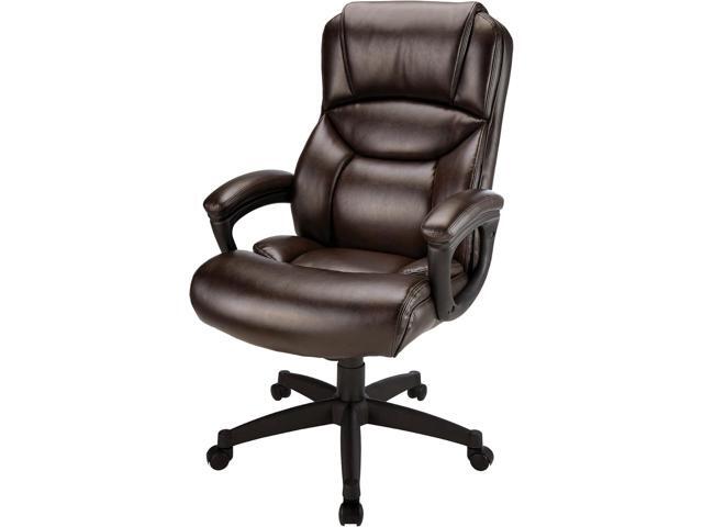 Realspace Fennington Bonded Leather High-Back Chair, Brown/Black