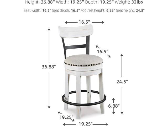 Signature Design by Ashley Valebeck 24.5' Modern Swivel Counter Height Barstool, Whitewash
